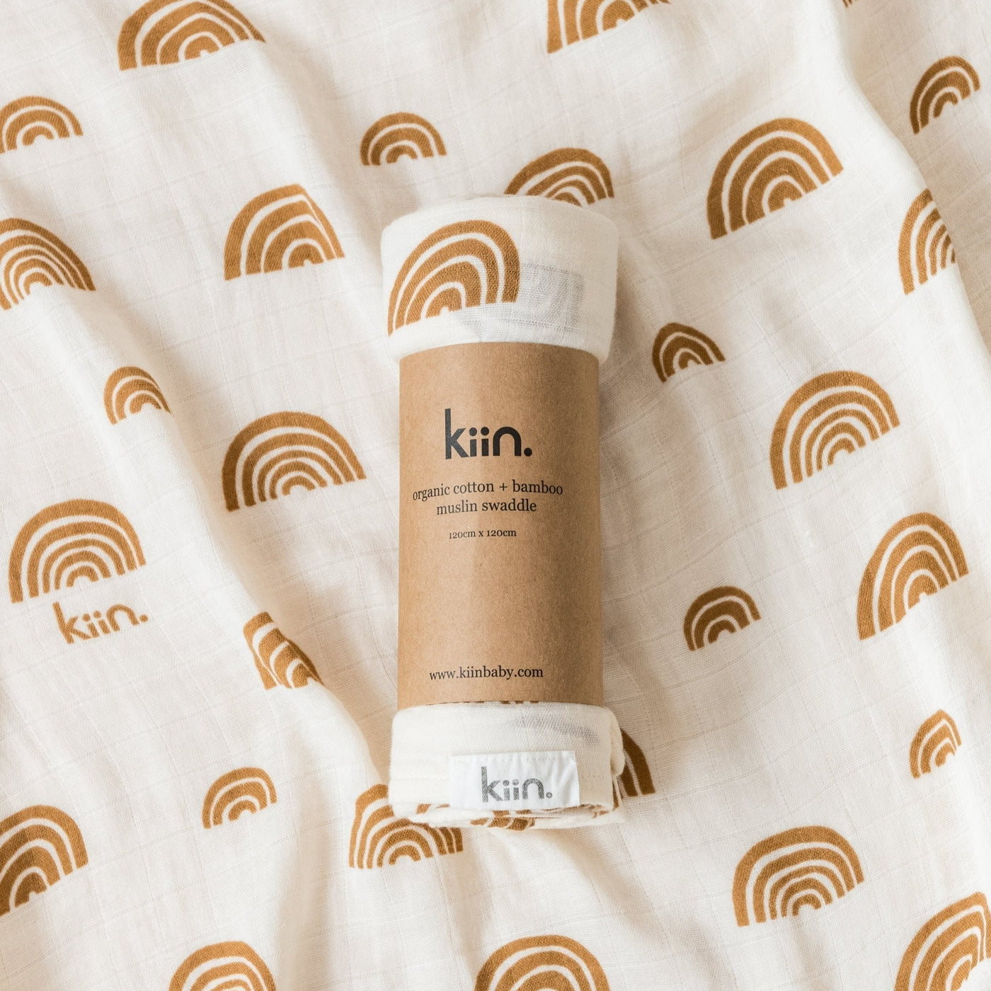 Kiin Baby organic swaddle - rainbow ivory + umber