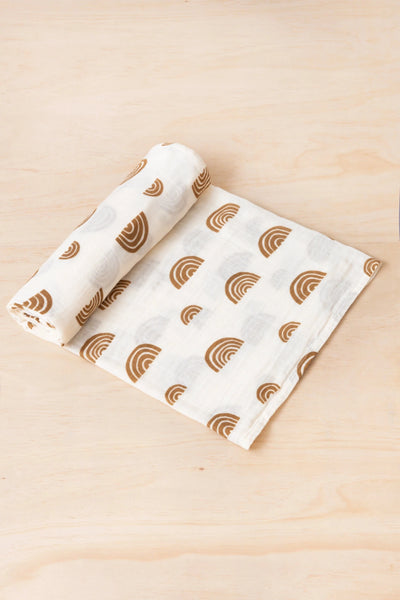 Kiin Baby organic swaddle - rainbow ivory + umber