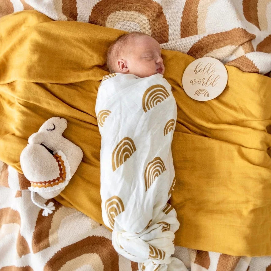 Kiin Baby organic swaddle - rainbow ivory + umber